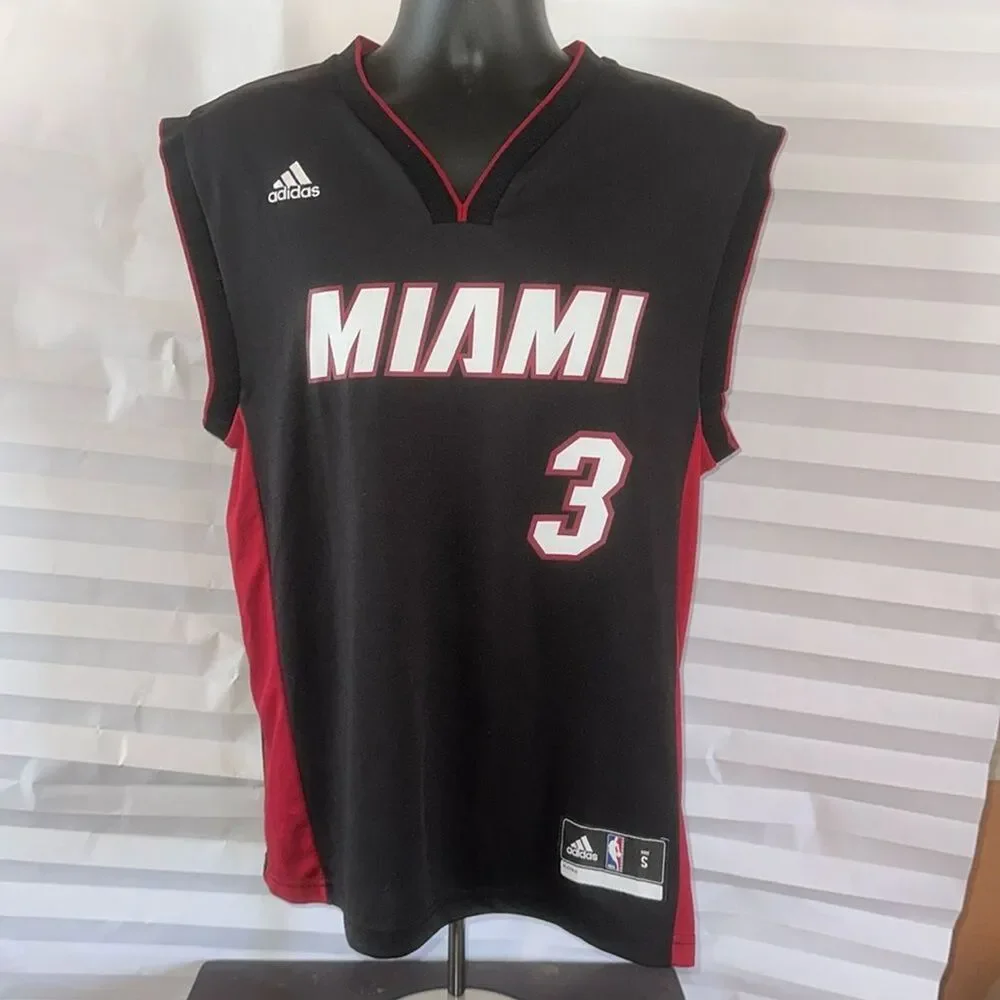 Adidas Miami Heat Dwyane Wade #3 Jersey Size Small S NBA Basketball Black